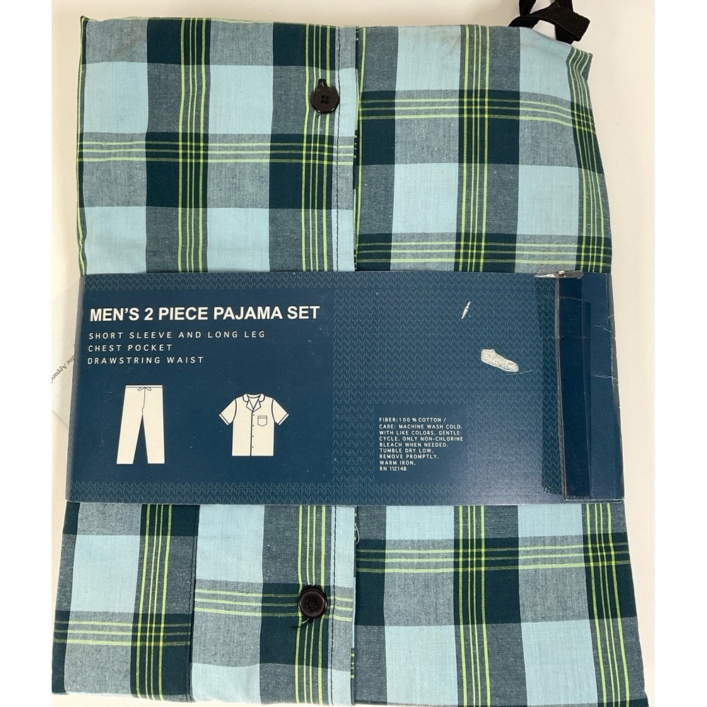 NWT Men's Monte Carlo Polo & Jockey Club 2 Piece Short Sleeve Plaid Pajamas 3XL - Picture 3 of 4
